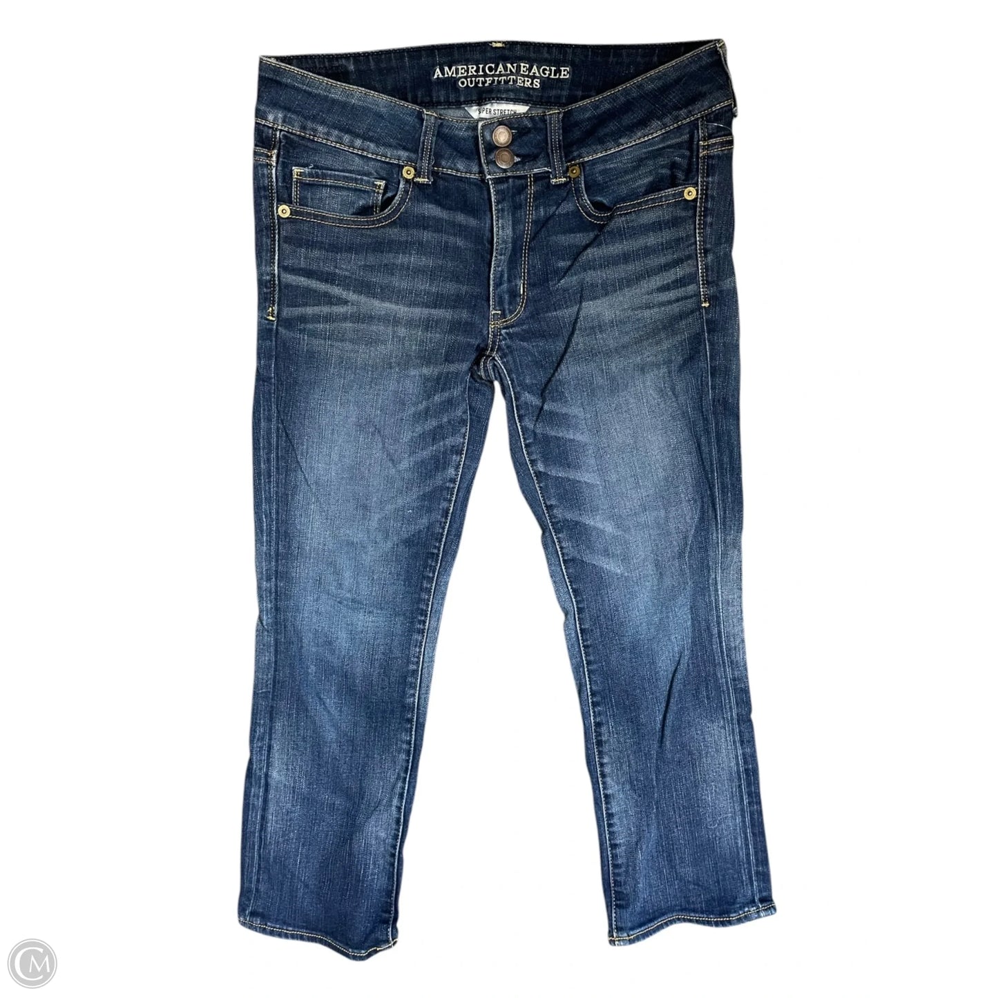 Jeans Cropped By American Eagle In Blue Denim, Size: 6