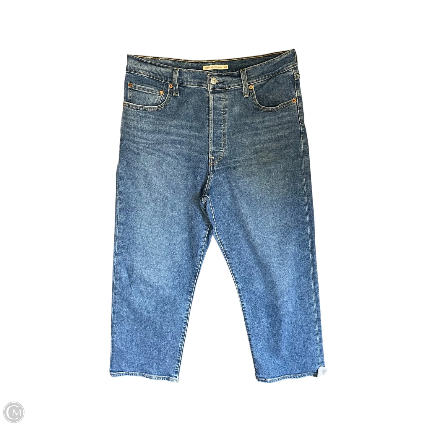 Jeans Straight By Levis In Blue Denim, Size: 14