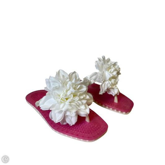 Sandals Designer By Kate Spade In Pink & White, Size: 5