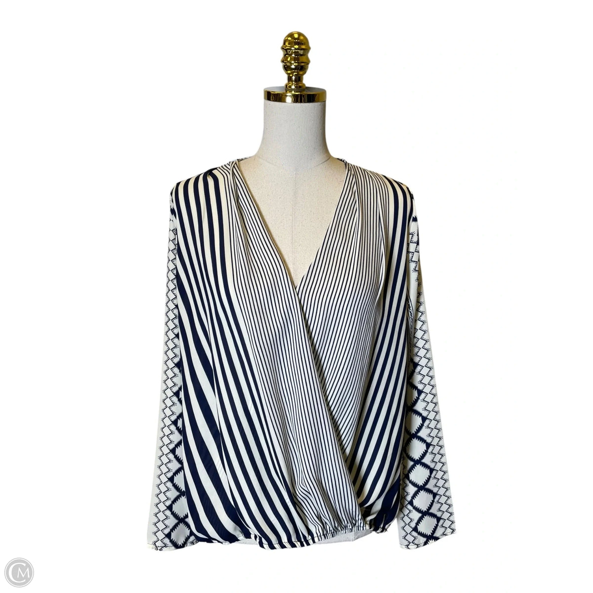 Top Long Sleeve By Renee C In Striped Pattern, Size: L