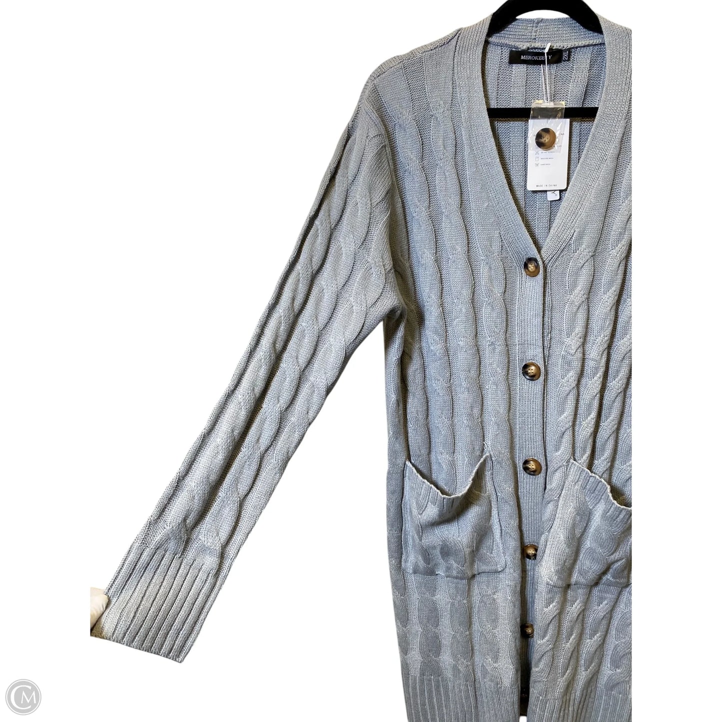 Sweater Cardigan By Merokeety In Grey, Size: 2XL