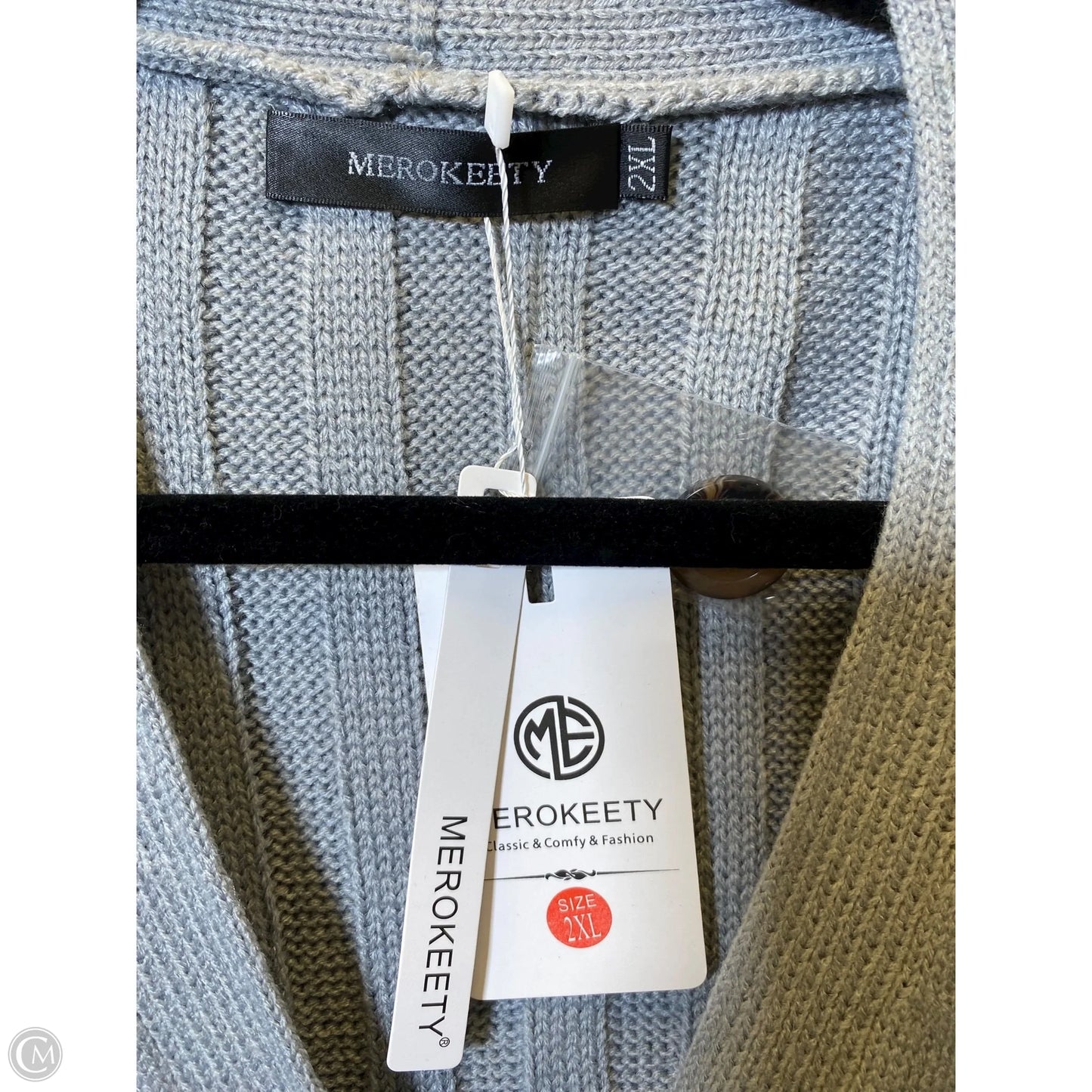 Sweater Cardigan By Merokeety In Grey, Size: 2XL