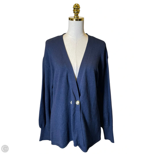 Sweater Cardigan By Nydj In Navy, Size: L