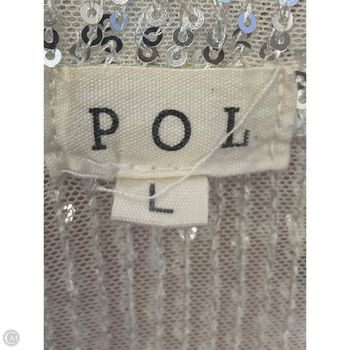 Top Long Sleeve By Pol In Silver & Tan, Size: L