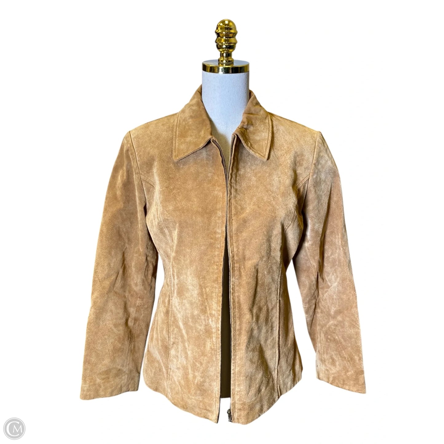 Jacket Leather By Relativity In Tan, Size: S