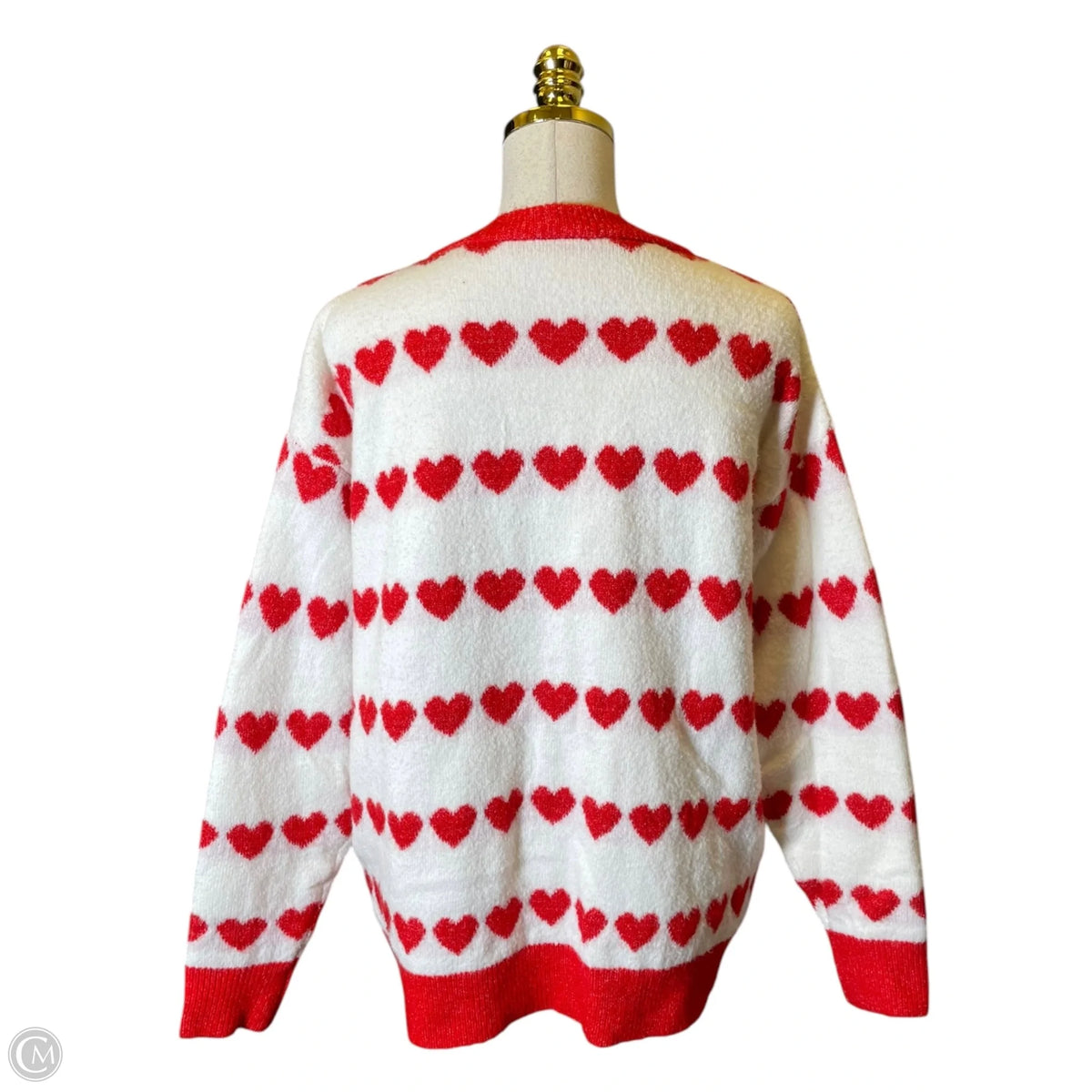 Sweater By Serra In Red & White, Size: L