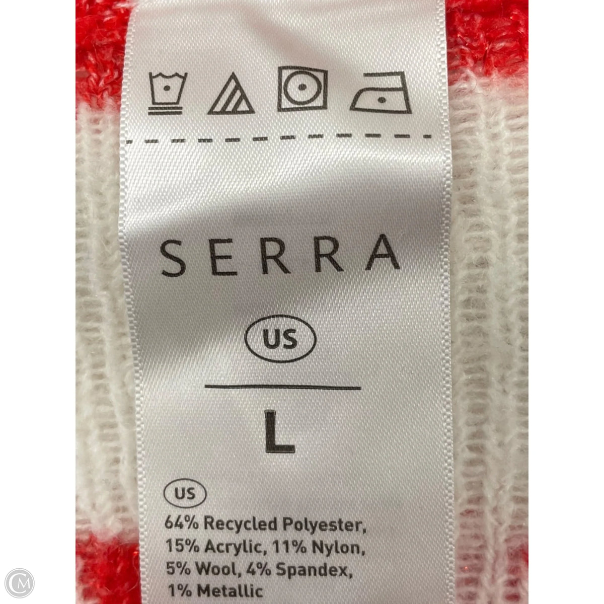 Sweater By Serra In Red & White, Size: L