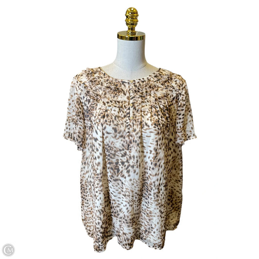 Top Short Sleeve By Loft In Animal Print, Size: Xl