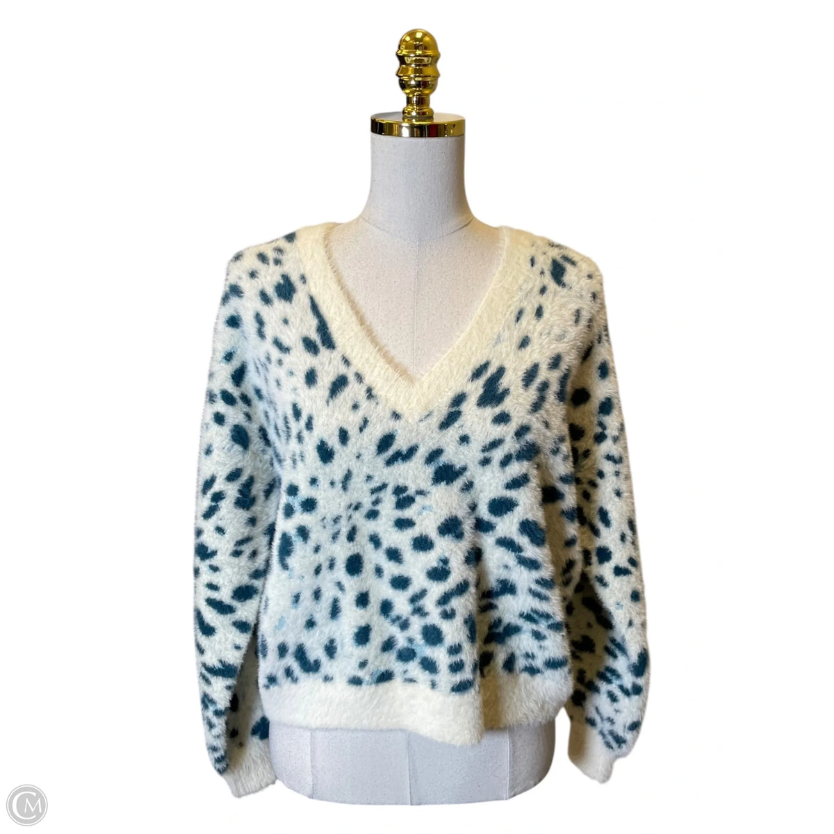Sweater By Loft In Blue & Cream, Size: S