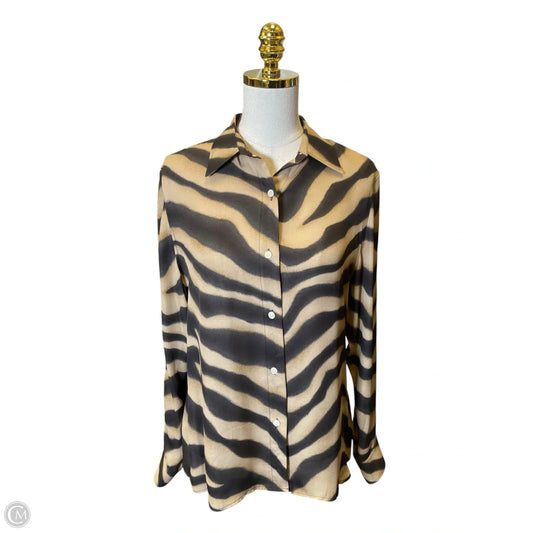 Top Long Sleeve By Lauren By Ralph Lauren In Black & Tan, Size: 10