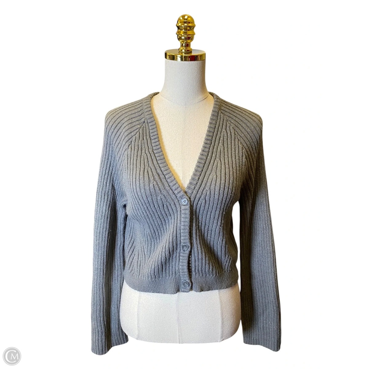 Sweater Cardigan By Divided In Grey, Size: M