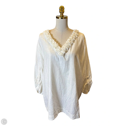 Top 3/4 Sleeve By Chicos In White, Size: Xxl