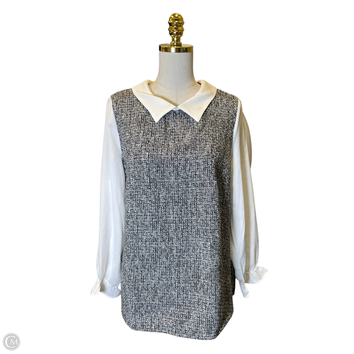 Top Long Sleeve By Bloomchic In Black & White, Size: 12