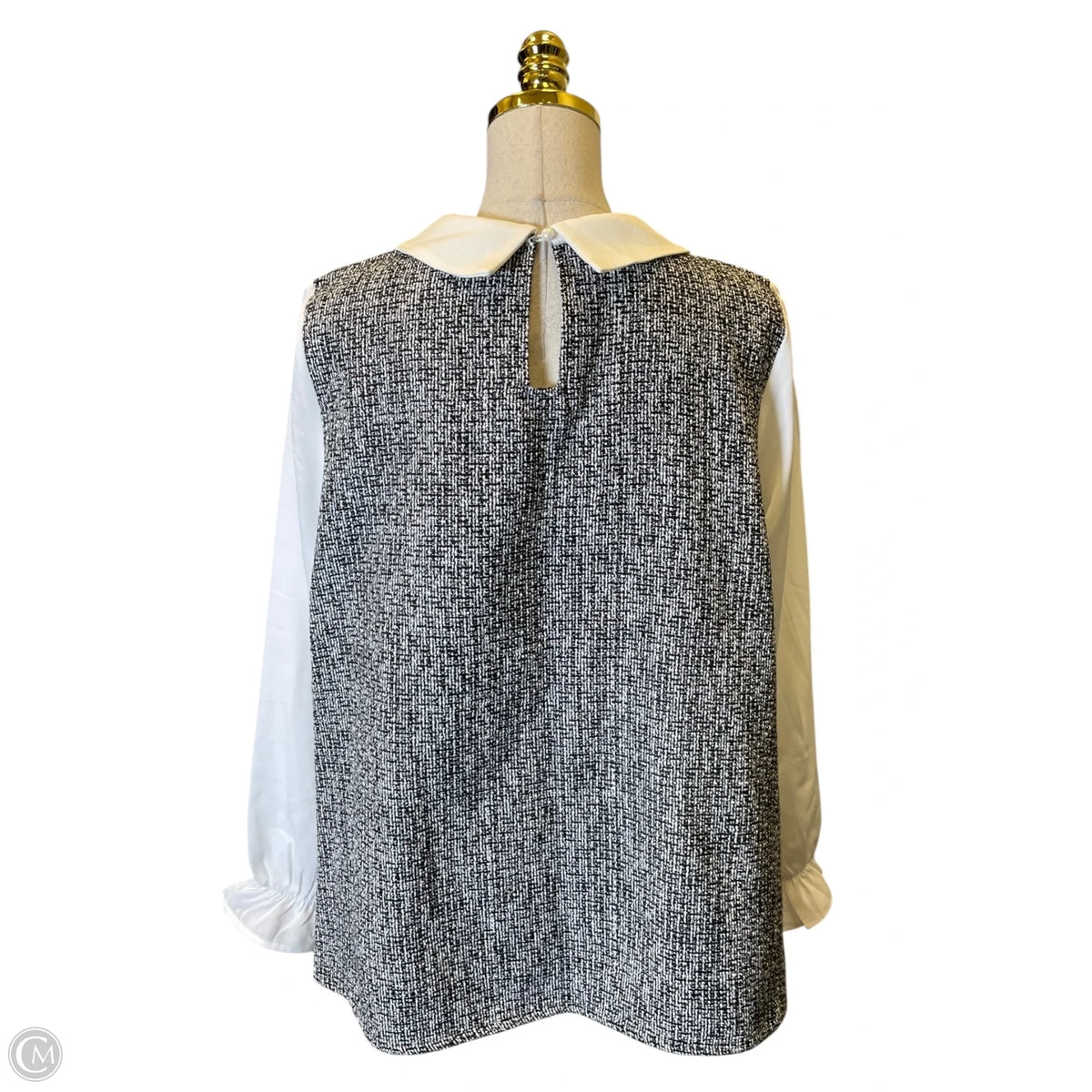 Top Long Sleeve By Bloomchic In Black & White, Size: 12