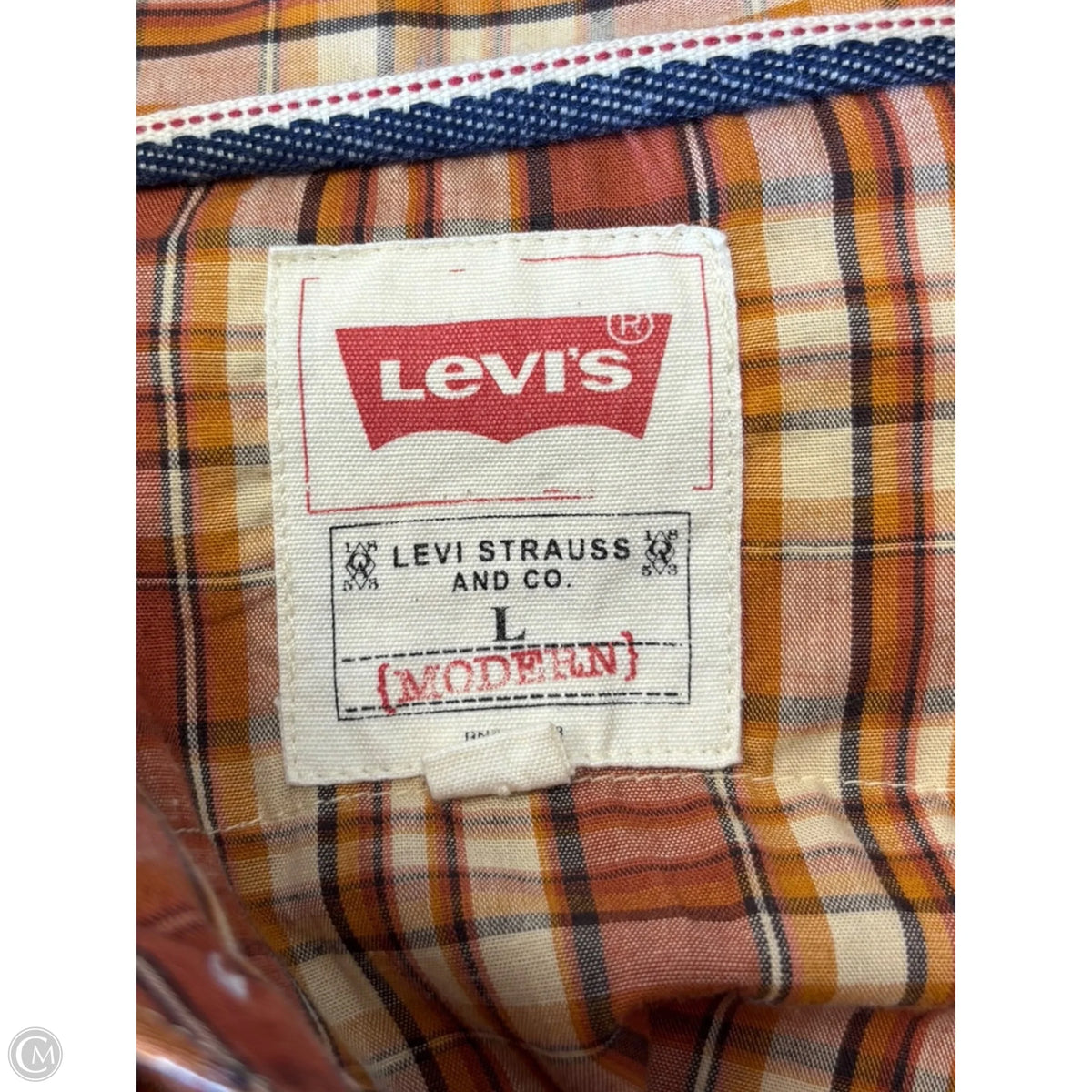 Top Long Sleeve By Levis In Plaid Pattern, Size: L