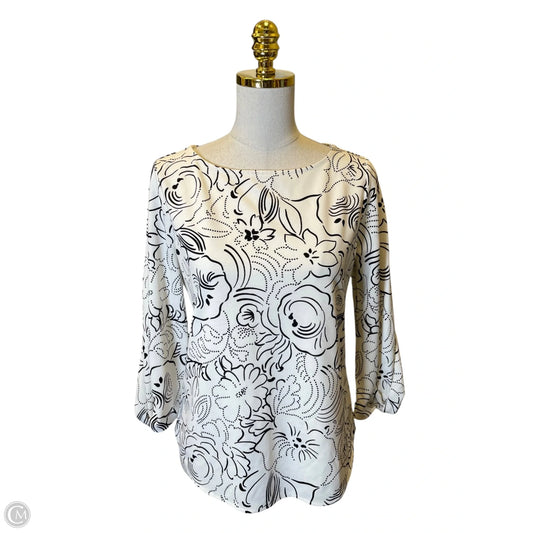 Top 3/4 Sleeve By Ann Taylor In Black & White, Size: M