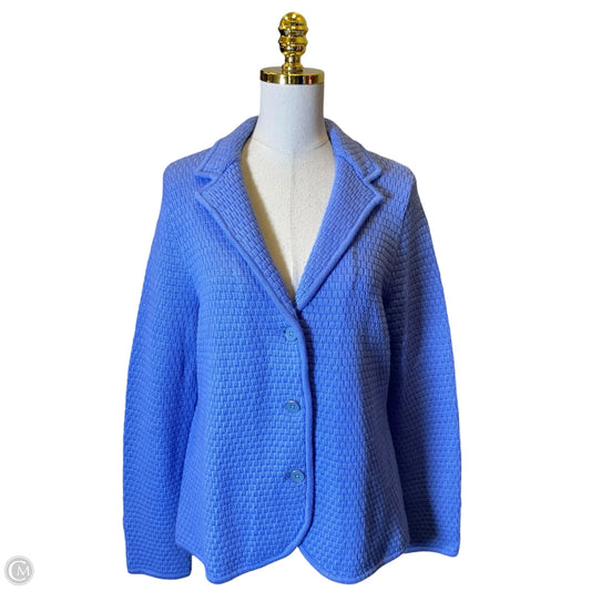 Sweater Cardigan By Talbots In Blue, Size: L