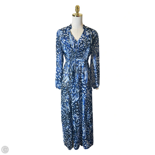 Dress Casual Maxi By Chicos In Blue & White, Size: L