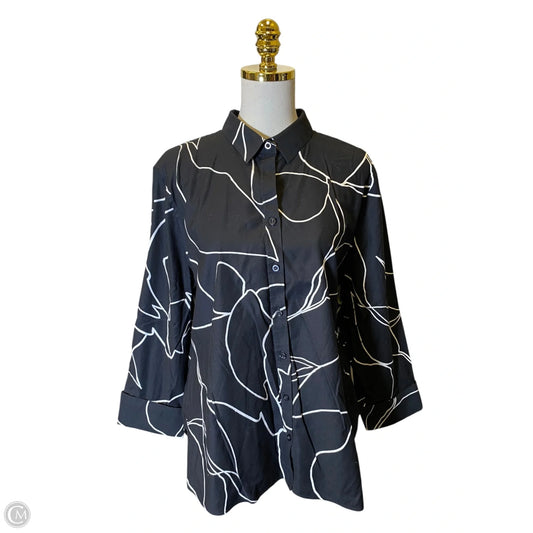 Top Long Sleeve By Chicos In Black & White, Size: Xl