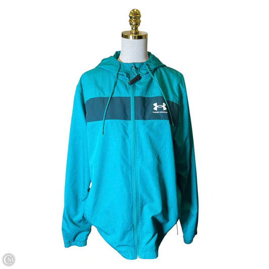 Athletic Jacket By Under Armour In Teal, Size: L