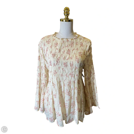 Top Long Sleeve By Adiva In Cream & Orange, Size: L