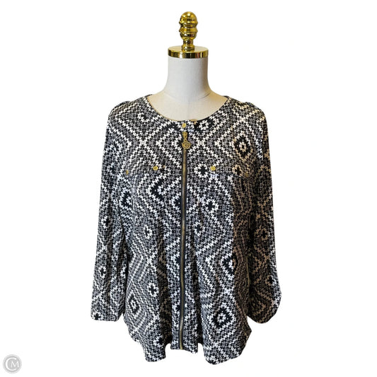 Top Long Sleeve By Anne Klein In Black & White, Size: Xl