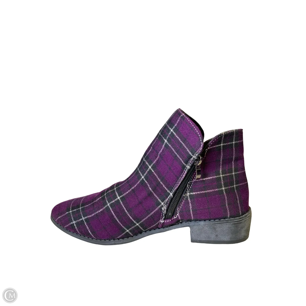 Boots Ankle Heels By Clothes Mentor In Plaid Pattern, Size: 10.5