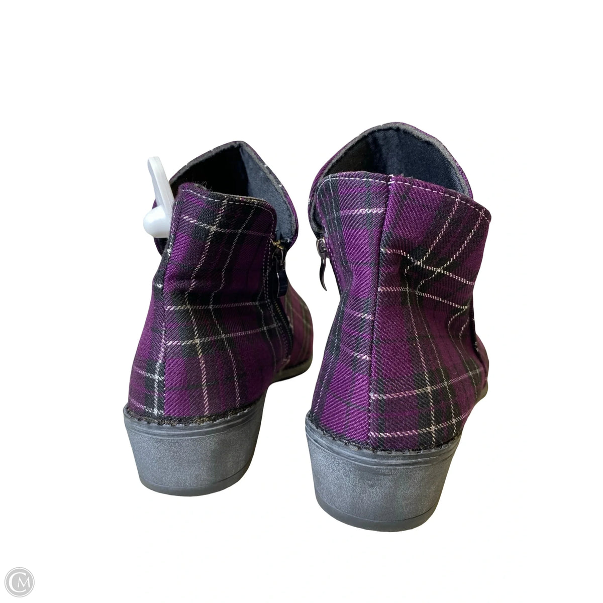 Boots Ankle Heels By Clothes Mentor In Plaid Pattern, Size: 10.5