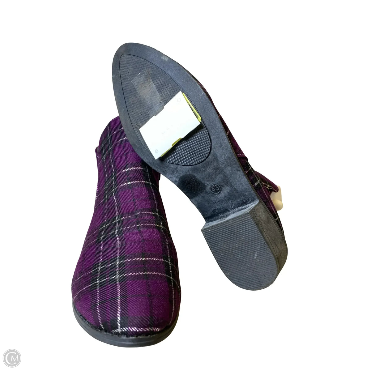 Boots Ankle Heels By Clothes Mentor In Plaid Pattern, Size: 10.5