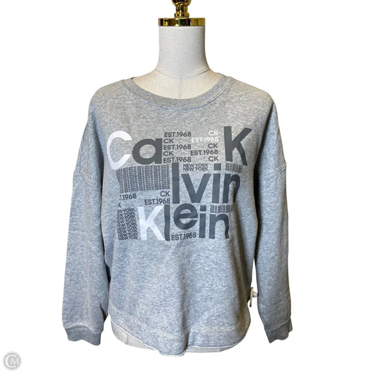 Sweatshirt Crewneck By Calvin Klein In Grey, Size: Xl