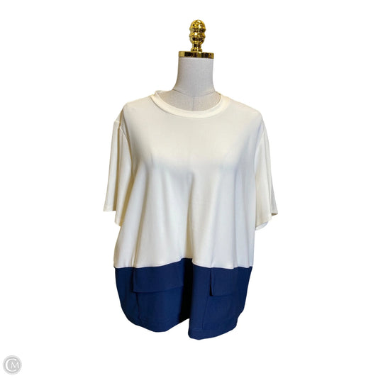 Top Short Sleeve By Wynne Layers In Blue & Cream, Size: Xl