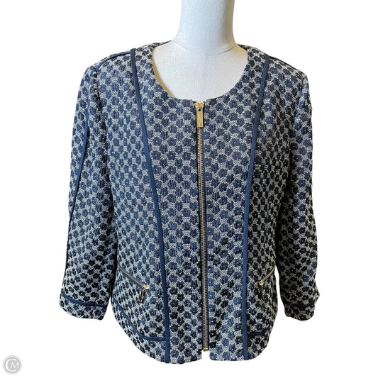 Jacket Designer By Karl Lagerfeld In Blue & White, Size: 14