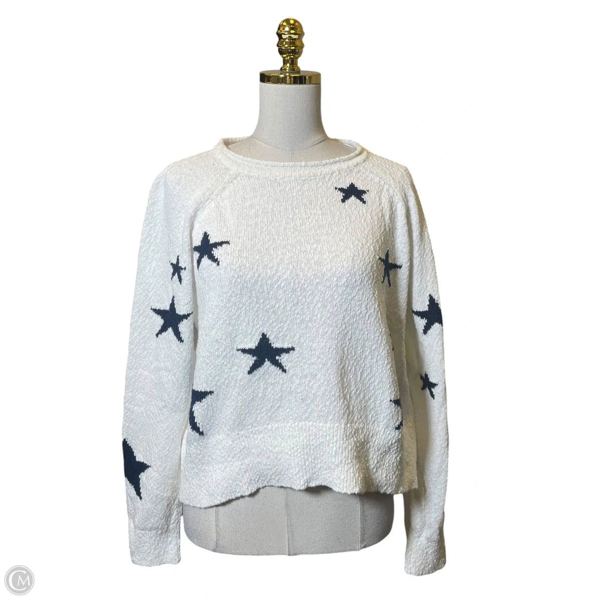 Sweater By Loft In Blue & White, Size: M