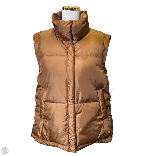 Vest Puffer & Quilted By Fashion Nova In Brown, Size: M