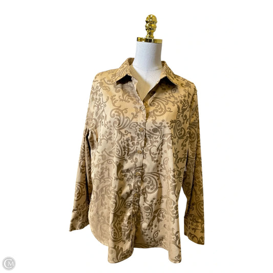 Top Long Sleeve By Chicos In Tan, Size: Xl