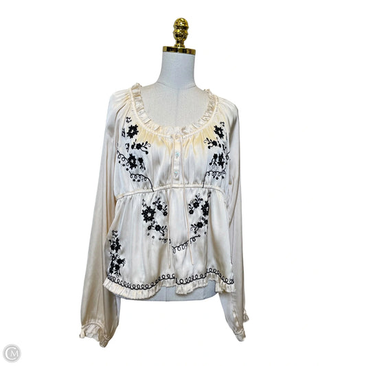 Top Long Sleeve By Anthropologie In Black & Cream, Size: Xl