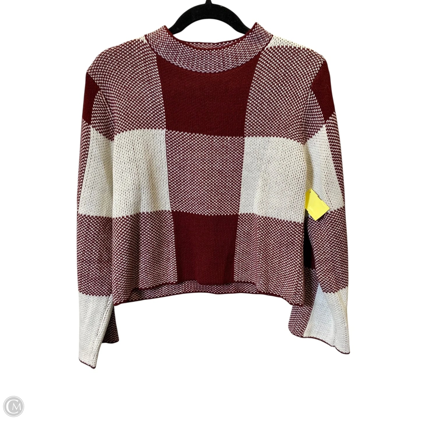 Sweater By Clothes Mentor In Checkered Pattern, Size: M
