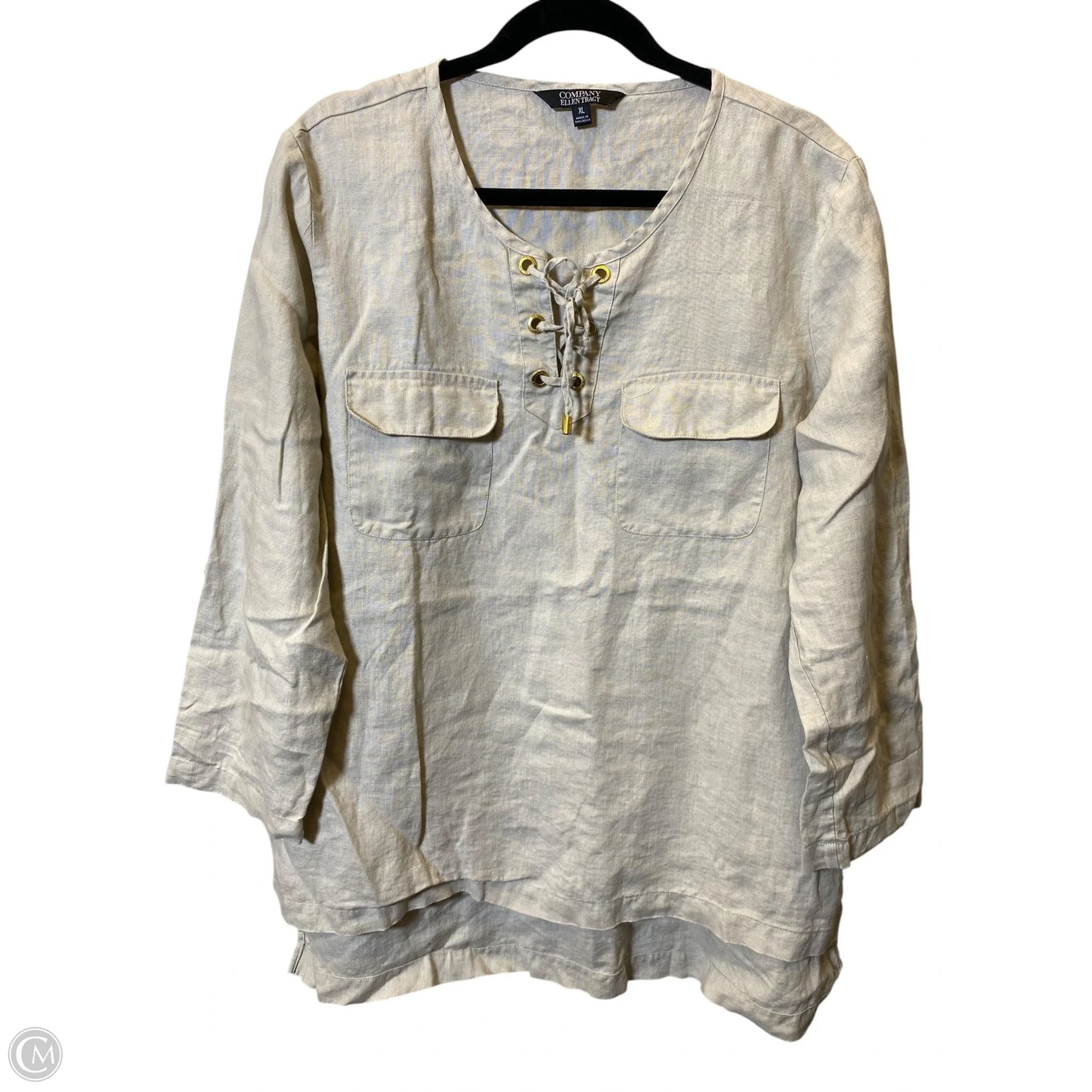 Top Long Sleeve By Ellen Tracy In Beige, Size: Xl