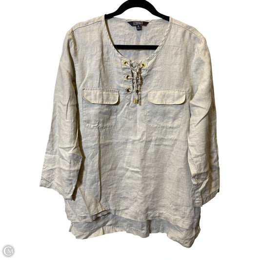 Top Long Sleeve By Ellen Tracy In Beige, Size: Xl