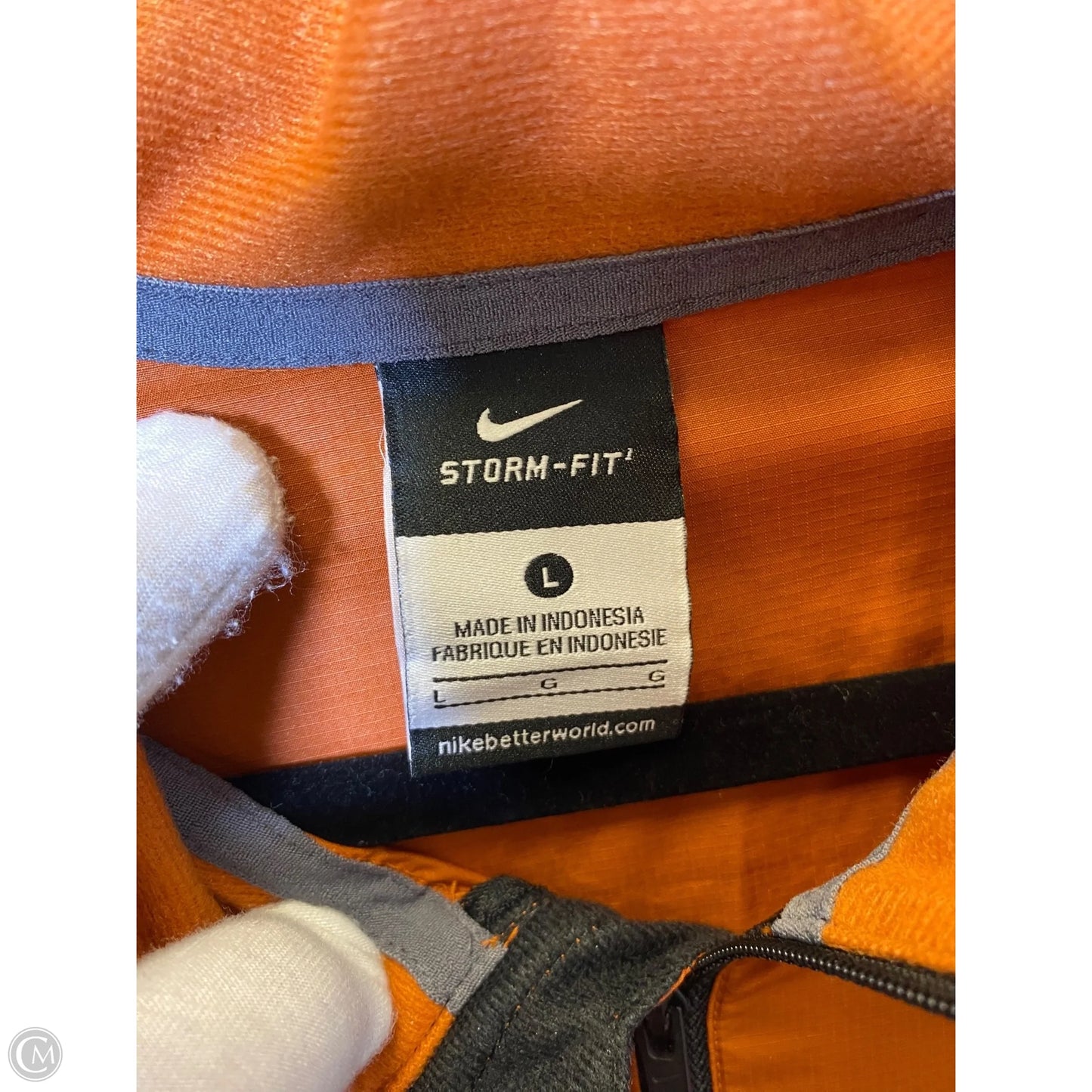 Jacket Windbreaker By Nike In Orange, Size: L