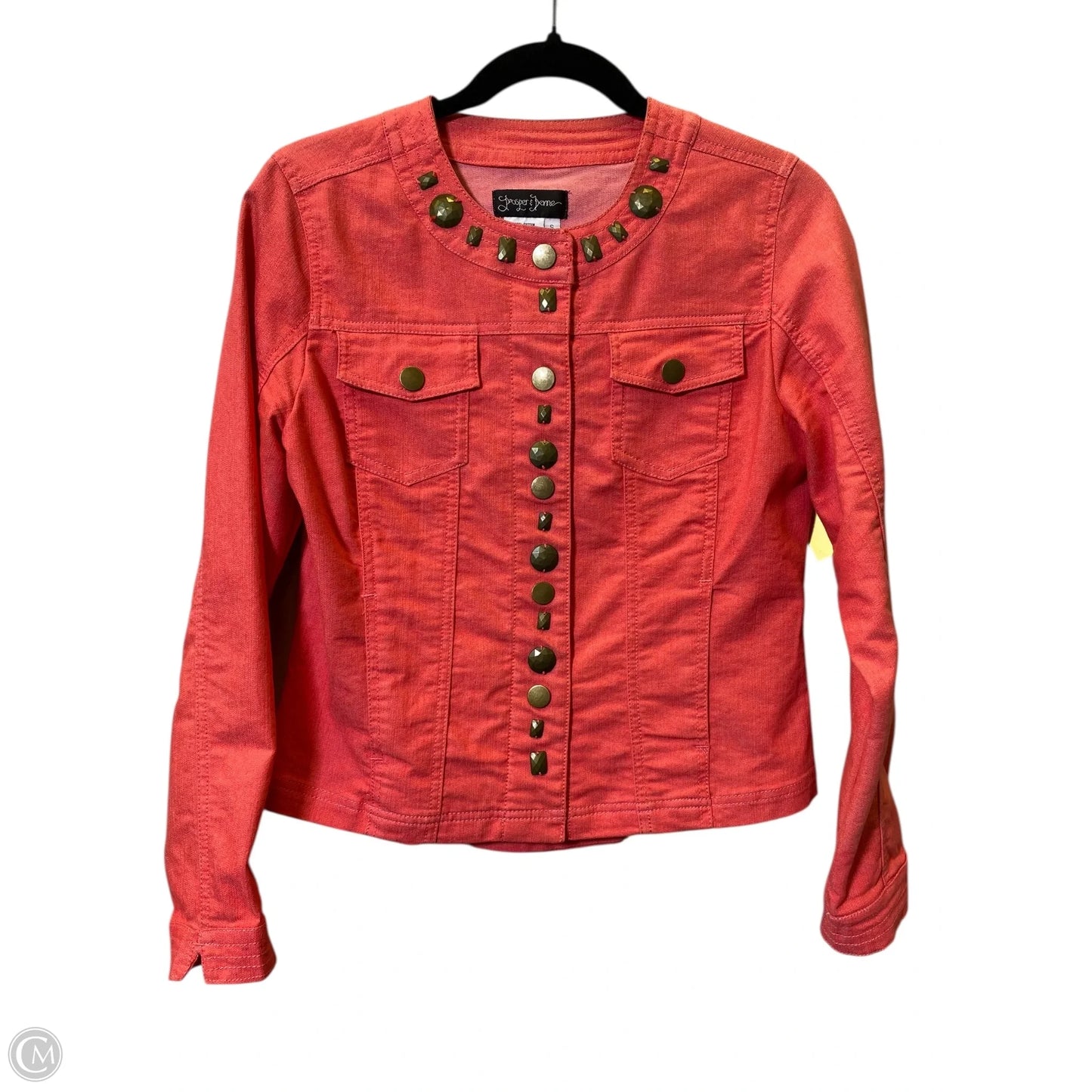 Jacket Denim By Clothes Mentor In Coral, Size: S