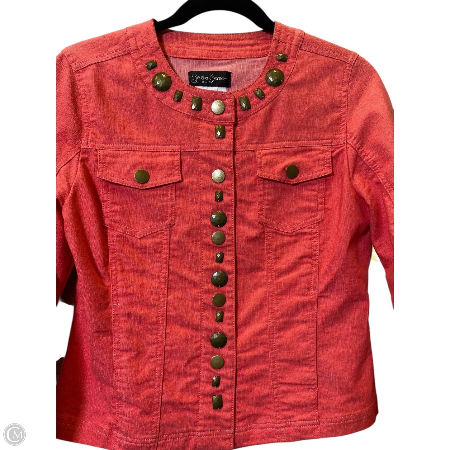 Jacket Denim By Clothes Mentor In Coral, Size: S
