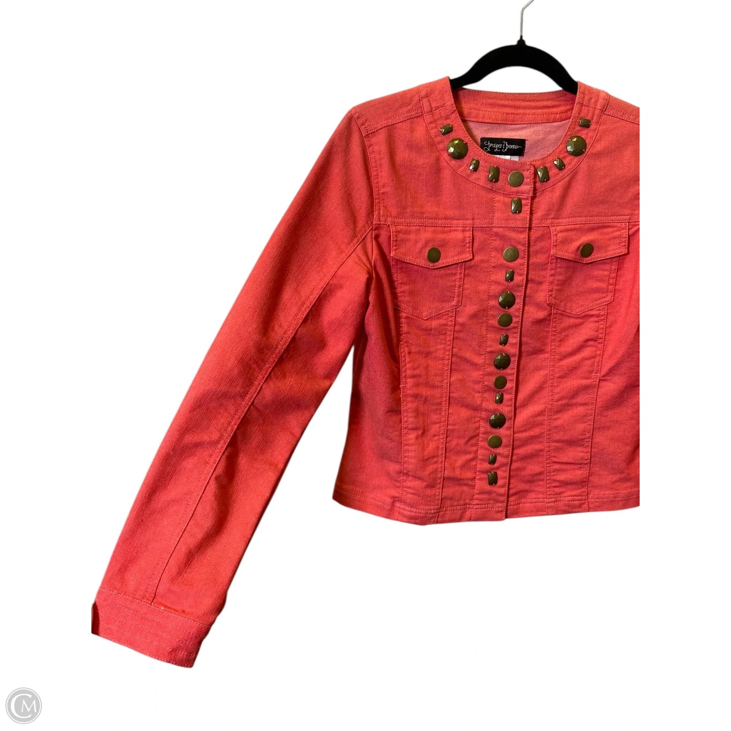 Jacket Denim By Clothes Mentor In Coral, Size: S
