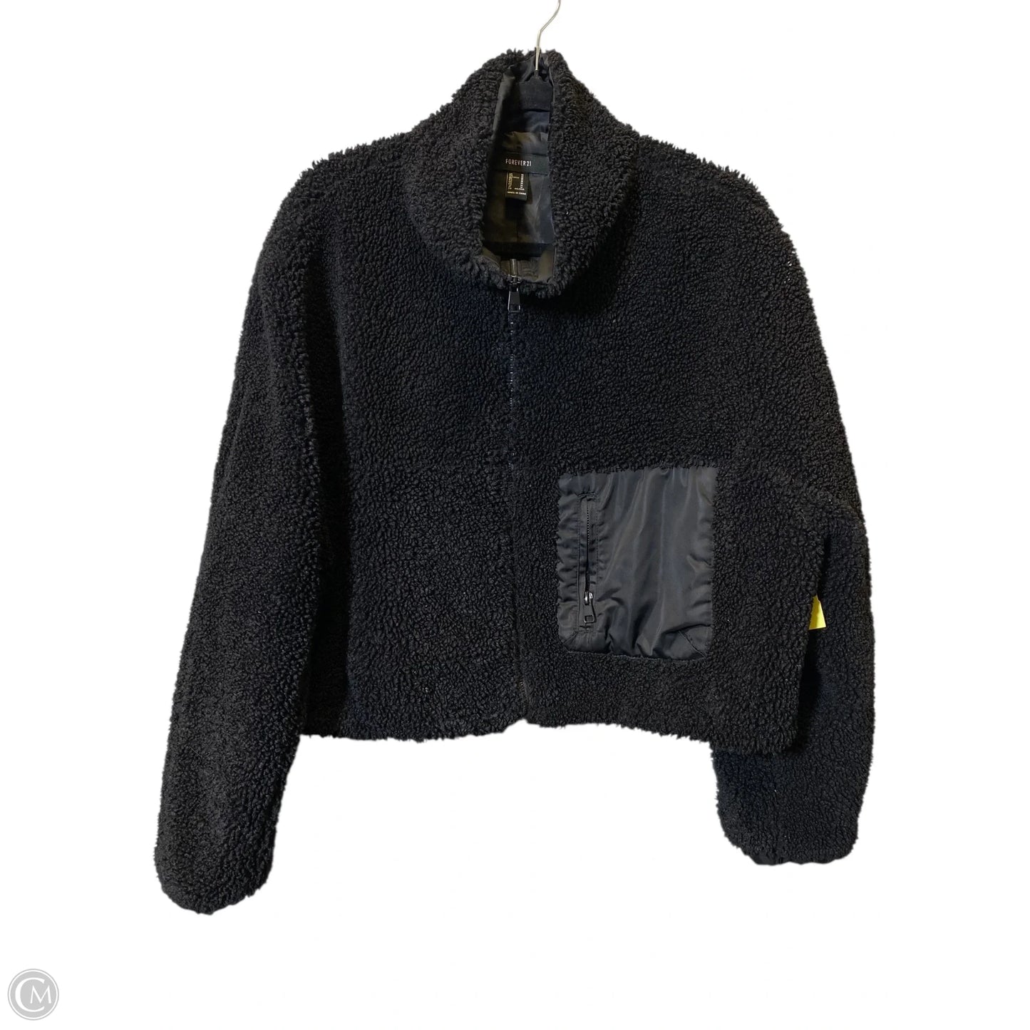 Jacket Faux Fur & Sherpa By Forever 21 In Black, Size: M