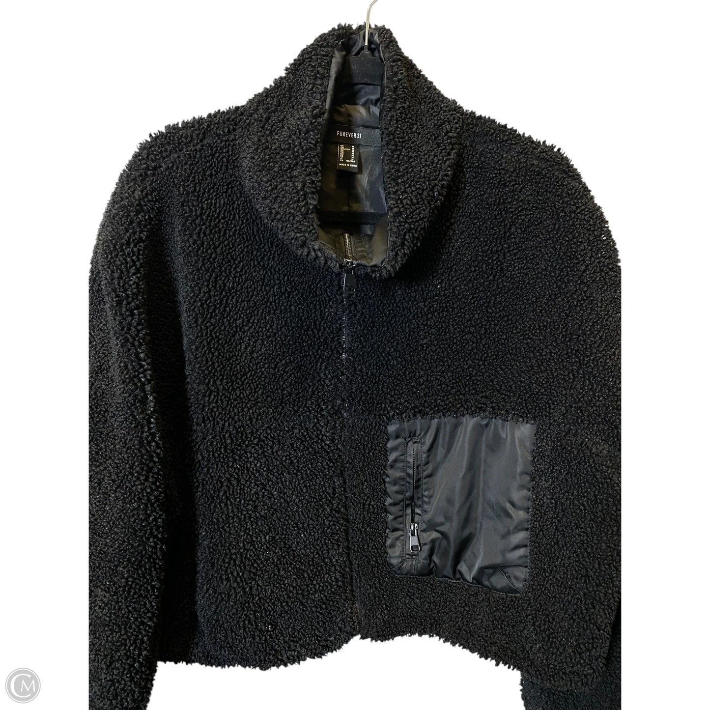 Jacket Faux Fur & Sherpa By Forever 21 In Black, Size: M