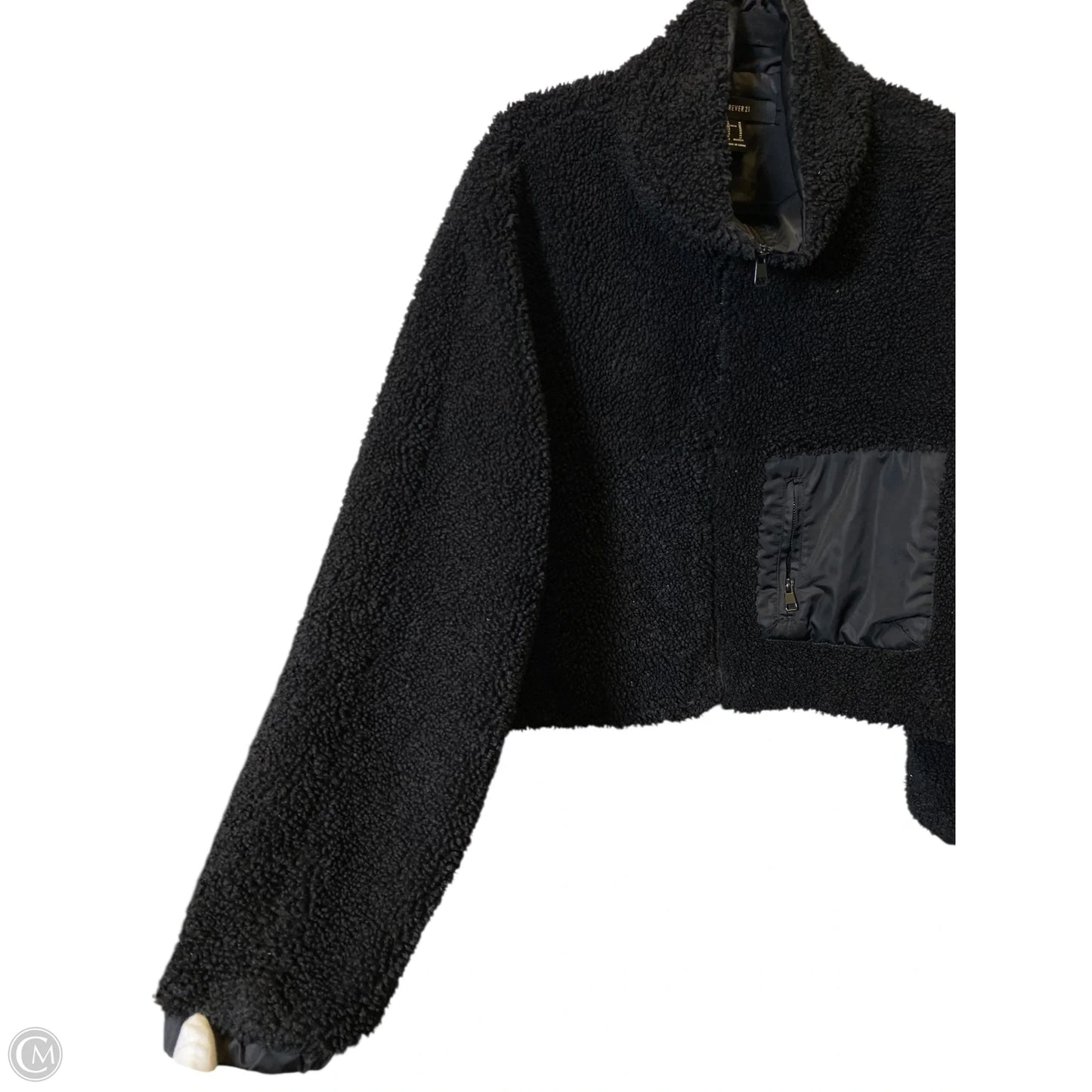 Jacket Faux Fur & Sherpa By Forever 21 In Black, Size: M