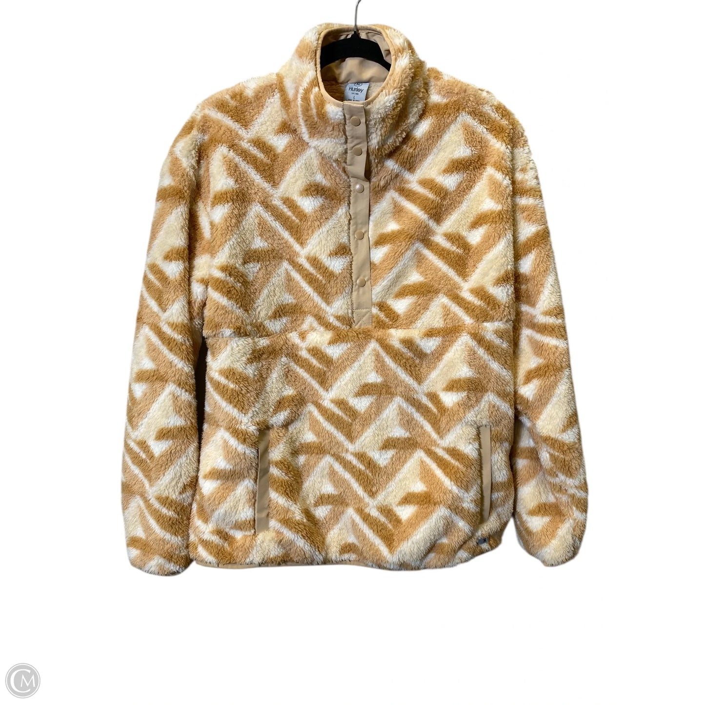 Jacket Faux Fur & Sherpa By Hurley In White & Yellow, Size: L