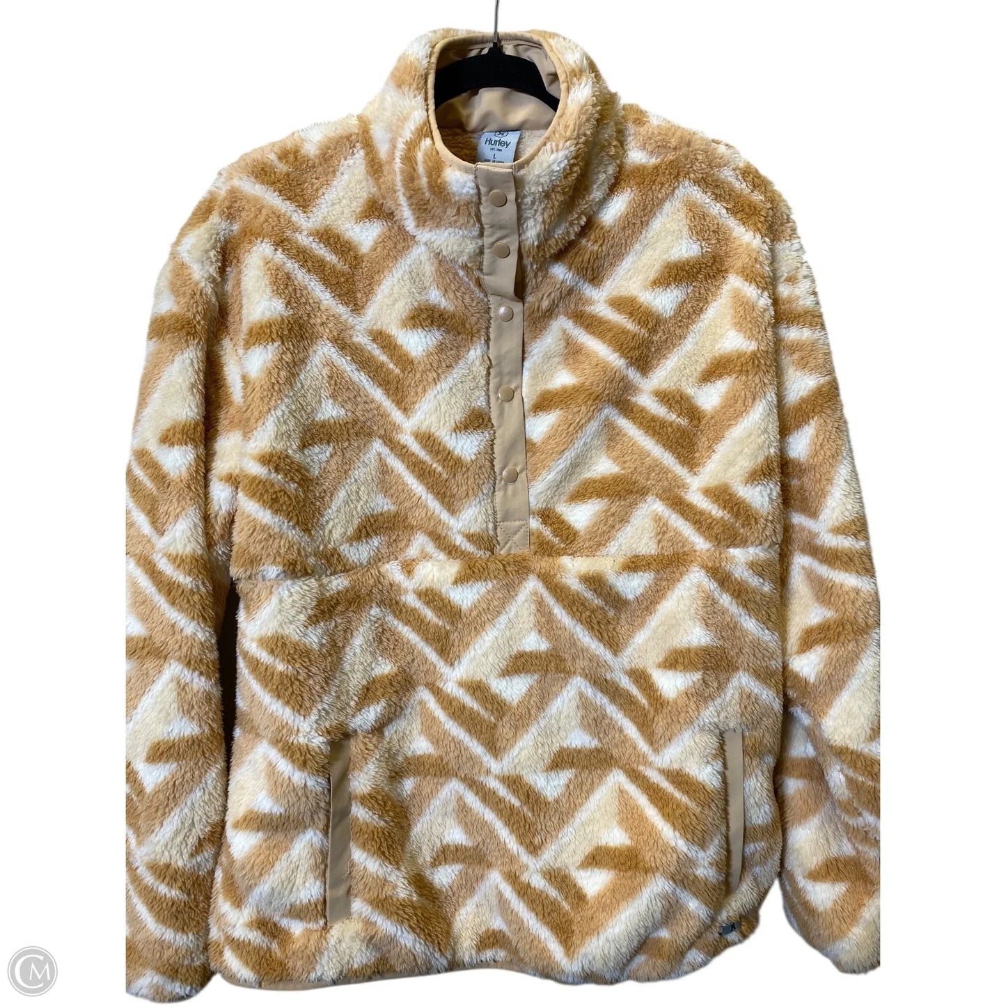 Jacket Faux Fur & Sherpa By Hurley In White & Yellow, Size: L