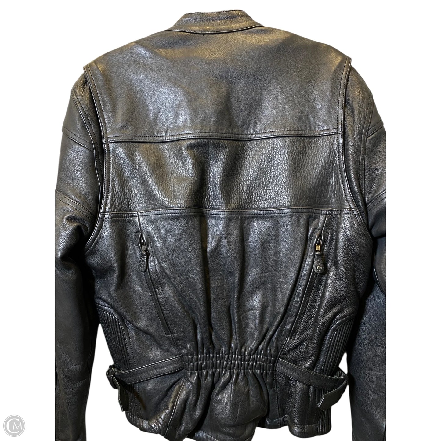 Jacket Leather By Clothes Mentor In Black, Size: L