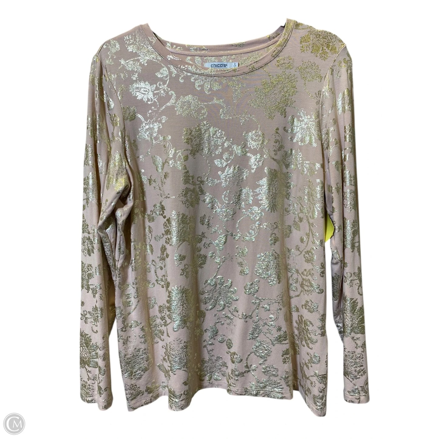Top Long Sleeve By Chicos In Gold & Pink, Size: L